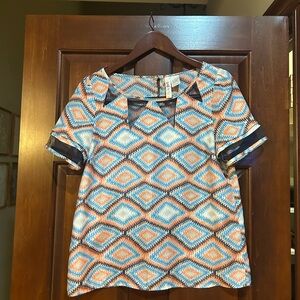 Alice Moon Orange and Blue Diamond Blouse